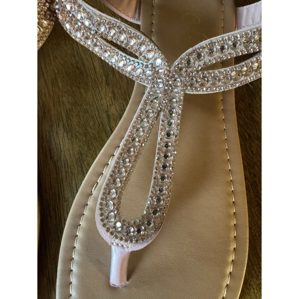 Jessica Carlyle Rose Gold Rhinestone Flat Sandals Women’s Size 10 - Picture 3 of 8